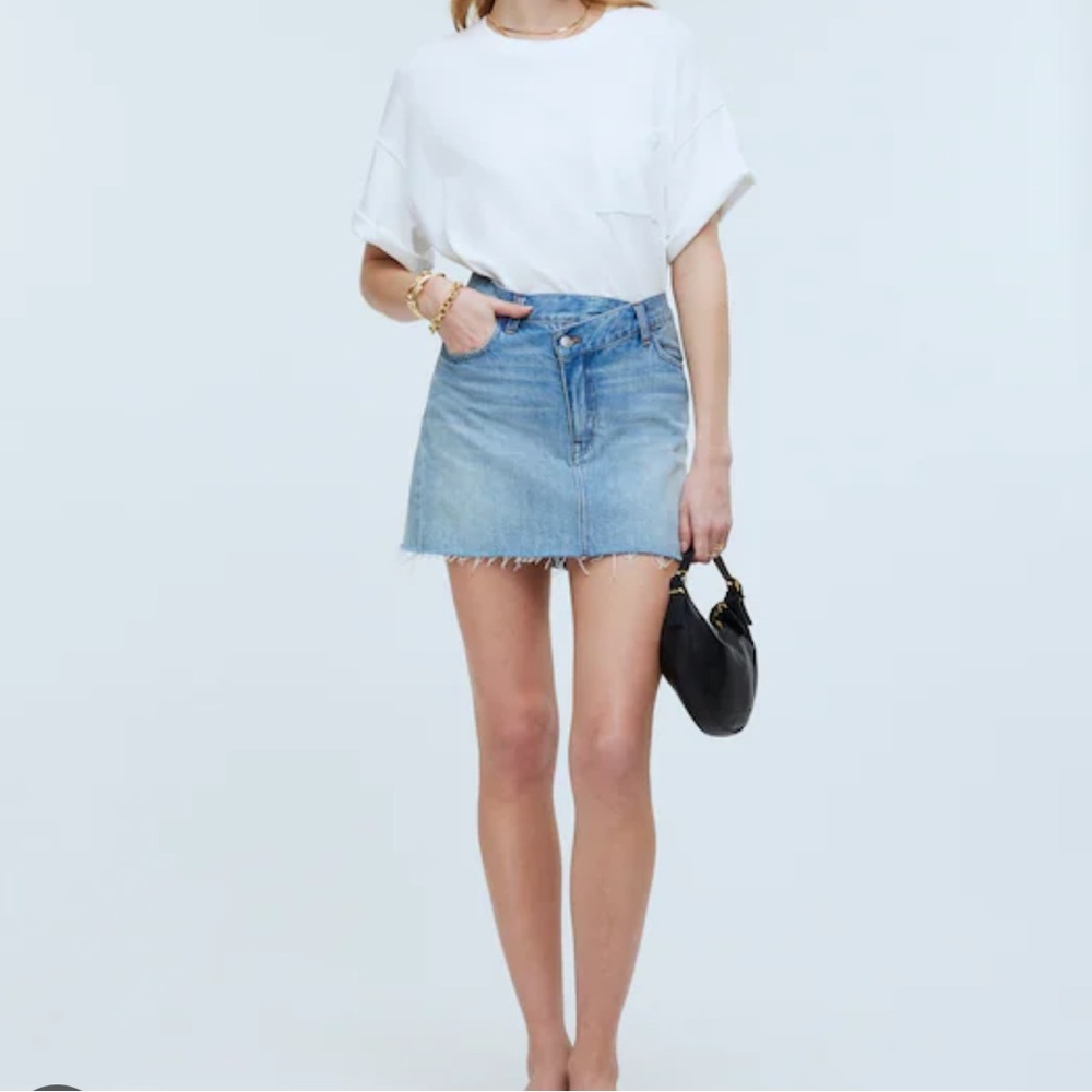NWT Madewell Denim Crossover-Waist Mini Skirt